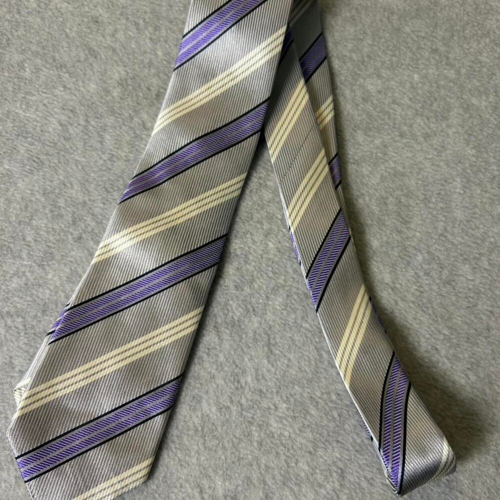Tie rack purple and grey diagonal striped neck tie